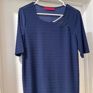 Scarlett Navy Short Sleeve Knit Top with Cutout Detail